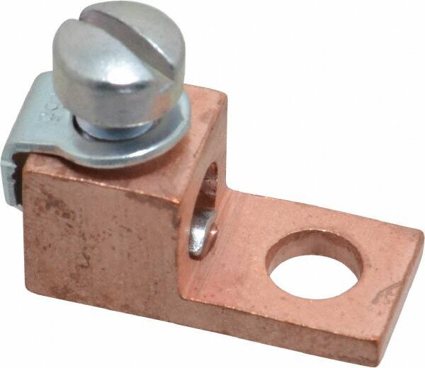 Thomas & Betts - 8-4 AWG Noninsulated Compression Connection Square Ring Terminal - 1/4" Stud, 1-1/8" OAL x 1/2" Wide, Copper Contact - Caliber Tooling