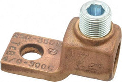 Thomas & Betts - 4/0 AWG Noninsulated Compression Connection Square Ring Terminal - 1/2" Stud, 2-3/4" OAL x 1-3/16" Wide, Copper Contact - Caliber Tooling