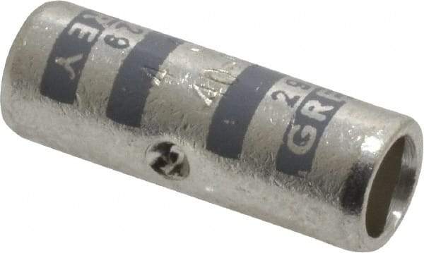 Thomas & Betts - 4 AWG Compatible, Noninsulated, Crimp-On Butt Splice Terminal - 2 Wire Entries, Copper Contacts, Tin Contact Plating, 1" OAL, Gray - Caliber Tooling