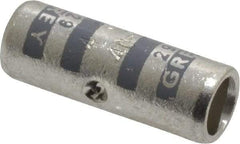 Thomas & Betts - 4 AWG Compatible, Noninsulated, Crimp-On Butt Splice Terminal - 2 Wire Entries, Copper Contacts, Tin Contact Plating, 1" OAL, Gray - Caliber Tooling