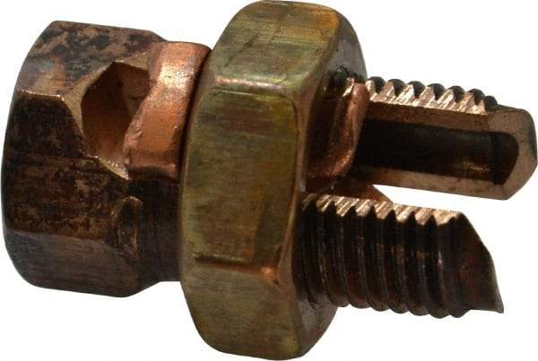 Thomas & Betts - 6 to 2 AWG, Copper Wire Compatible, Copper Alloy, Hex Split Bolt Connector - 1-1/4" OAL, 19/32" Head Width, 25/32" Base Width - Caliber Tooling