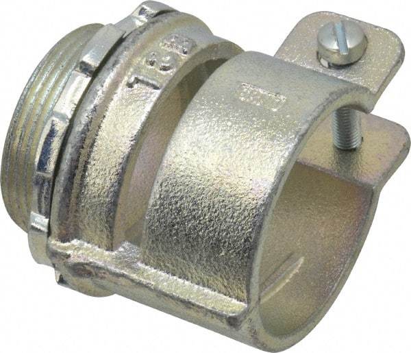 Thomas & Betts - 1-1/2" Trade, Malleable Iron Squeeze Clamp Straight FMC Conduit Connector - Noninsulated - Caliber Tooling