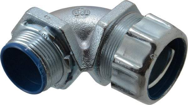 Thomas & Betts - 1-1/4" Trade, Malleable Iron Threaded Angled Liquidtight Conduit Connector - Insulated - Caliber Tooling