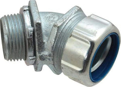 Thomas & Betts - 1" Trade, Malleable Iron Threaded Angled Liquidtight Conduit Connector - Noninsulated - Caliber Tooling