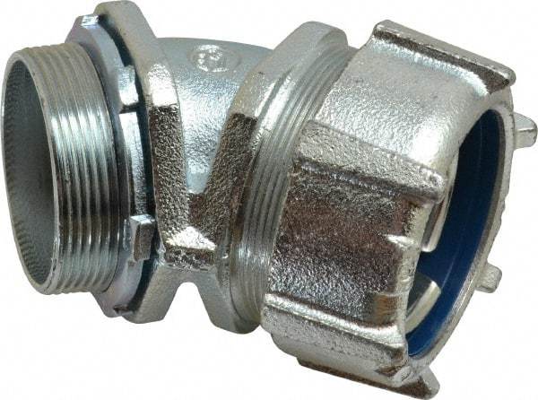 Thomas & Betts - 2" Trade, Malleable Iron Threaded Angled Liquidtight Conduit Connector - Noninsulated - Caliber Tooling