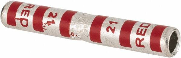 Thomas & Betts - 8 AWG Compatible, Noninsulated, Crimp-On Butt Splice Terminal - 2 Wire Entries, Copper Contacts, Tin Contact Plating, 1-3/4" OAL, Red - Caliber Tooling