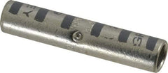 Thomas & Betts - 4 AWG Compatible, Noninsulated, Crimp-On Butt Splice Terminal - 2 Wire Entries, Copper Contacts, Tin Contact Plating, 1-3/4" OAL, Gray - Caliber Tooling