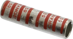 Thomas & Betts - 3/0 AWG Compatible, Noninsulated, Crimp-On Butt Splice Terminal - 2 Wire Entries, Copper Contacts, Tin Contact Plating, 2-1/4" OAL, Orange - Caliber Tooling