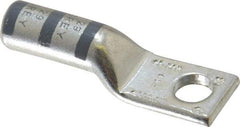 Thomas & Betts - 4 AWG Noninsulated Compression Connection Rectangle Ring Terminal - 1/4" Stud, 1.7" OAL x 0.52" Wide, Tin Plated Copper Contact - Caliber Tooling