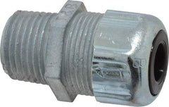 Thomas & Betts - 1/4 to 3/8" Cable Capacity, Liquidtight, Straight Strain Relief Cord Grip - 1/2 NPT Thread, 1-21/32" Long, Zinc - Caliber Tooling