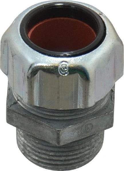 Thomas & Betts - 5/8 to 3/4" Cable Capacity, Liquidtight, Straight Strain Relief Cord Grip - 3/4 NPT Thread, 1-3/4" Long, Zinc - Caliber Tooling