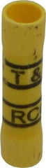 Thomas & Betts - 12 to 10 AWG Compatible, Vinyl Fully Insulated, Crimp-On Butt Splice Terminal - 2 Wire Entries, Copper Contacts, Tin Contact Plating, 1.31" OAL, Yellow - Caliber Tooling