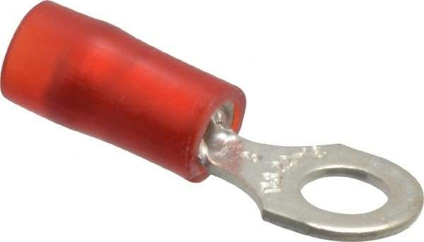 Thomas & Betts - 22-16 AWG Partially Insulated Crimp Connection D Shaped Ring Terminal - #8 Stud, 0.89" OAL x 0.26" Wide, Tin Plated Copper Contact - Caliber Tooling