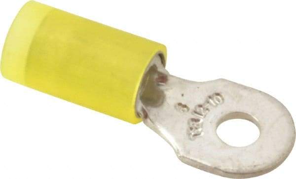 Thomas & Betts - 12-10 AWG Partially Insulated Crimp Connection D Shaped Ring Terminal - #6 Stud, 1" OAL x 0.37" Wide, Tin Plated Copper Contact - Caliber Tooling