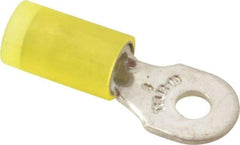 Thomas & Betts - 12-10 AWG Partially Insulated Crimp Connection D Shaped Ring Terminal - #6 Stud, 1" OAL x 0.37" Wide, Tin Plated Copper Contact - Caliber Tooling