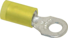 Thomas & Betts - 12-10 AWG Partially Insulated Crimp Connection D Shaped Ring Terminal - #10 Stud, 1" OAL x 0.37" Wide, Tin Plated Copper Contact - Caliber Tooling