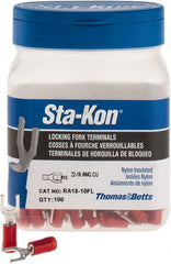 Thomas & Betts - #10 Stud, 22 to 16 AWG Compatible, Partially Insulated, Crimp Connection, Locking Fork Terminal - Caliber Tooling