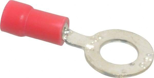 Thomas & Betts - 22-16 AWG Partially Insulated Crimp Connection D Shaped Ring Terminal - 1/4" Stud, 1.13" OAL x 1/2" Wide, Tin Plated Copper Contact - Caliber Tooling