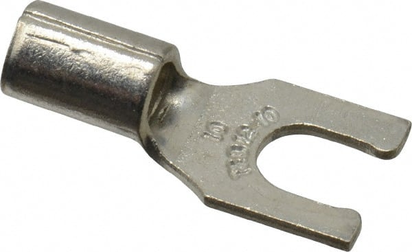 Thomas & Betts - #10 Stud, 12 to 10 AWG Compatible, Noninsulated, Crimp Connection, Locking Fork Terminal - Caliber Tooling