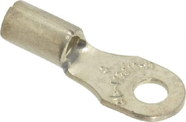 Thomas & Betts - 18-14 AWG Noninsulated Crimp Connection D Shaped Ring Terminal - #4 Stud, 0.72" OAL x 1/4" Wide, Tin Plated Copper Contact - Caliber Tooling