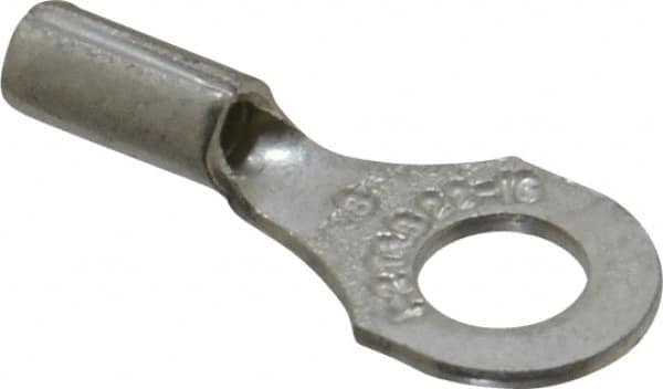 Thomas & Betts - 22-16 AWG Noninsulated Crimp Connection D Shaped Ring Terminal - #8 Stud, 3/4" OAL x 0.31" Wide, Tin Plated Copper Contact - Caliber Tooling