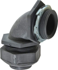 Thomas & Betts - 1-1/4" Trade, Thermoplastic Threaded Angled Liquidtight Conduit Connector - Insulated - Caliber Tooling