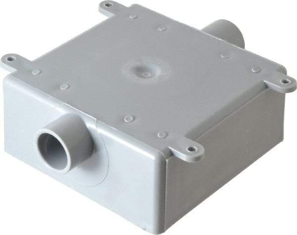 Thomas & Betts - 2 Gang, (2) 1/2" Knockouts, PVC Square Switch Box - 4.62" Overall Height x 4.62" Overall Width x 1.98" Overall Depth, Weather Resistant - Caliber Tooling