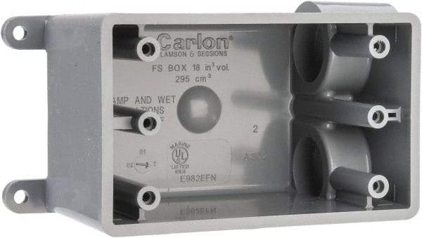 Thomas & Betts - 1 Gang, (2) 3/4" Knockouts, PVC Rectangle Junction Box - 115.3mm Overall Height x 98.4mm Overall Width x 61.5mm Overall Depth, Weather Resistant - Caliber Tooling