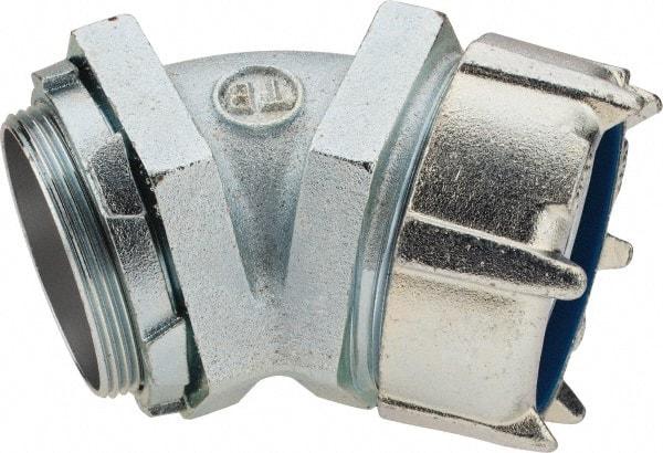 Thomas & Betts - 3" Trade, Malleable Iron Threaded Angled Liquidtight Conduit Connector - Noninsulated - Caliber Tooling