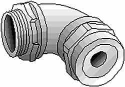 Thomas & Betts - 1-3/16 to 1-3/8" Cable Capacity, Liquidtight, Elbow Strain Relief Cord Grip - 1-1/2 NPT Thread, Iron - Caliber Tooling