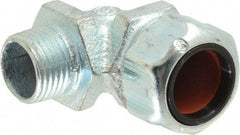 Thomas & Betts - 5/8 to 3/4" Cable Capacity, Liquidtight, Elbow Strain Relief Cord Grip - 1/2 NPT Thread, Iron - Caliber Tooling