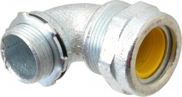 O-Z/Gedney - 0.7 to 0.8" Cable Capacity, Liquidtight, Elbow Strain Relief Cord Grip - 3/4 NPT Thread, Iron - Caliber Tooling