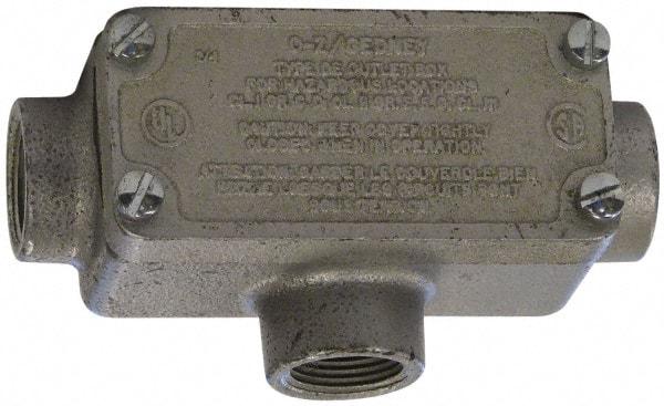 O-Z/Gedney - T Body, 1/2" Trade, Rigid Malleable Iron Conduit Body - Rectangle, 3.69" OAL, Hazardous Locations - Caliber Tooling