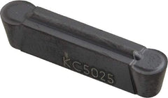 Kennametal - 0500M05R GMP Grade KC5025, 5mm Cutting Width Carbide Grooving Insert - 4.1mm Max Depth of Cut, Neutral, 0.0984" Corner Radius, TiAlN Finish - Caliber Tooling