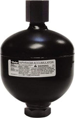 Parker - 120 Lb. Capacity, 3,620 psi Max Working Pressure, 9.88" High, Hydrin Diaphragm Accumulator - 6.14" Diam, 8 SAE Port Thread - Caliber Tooling