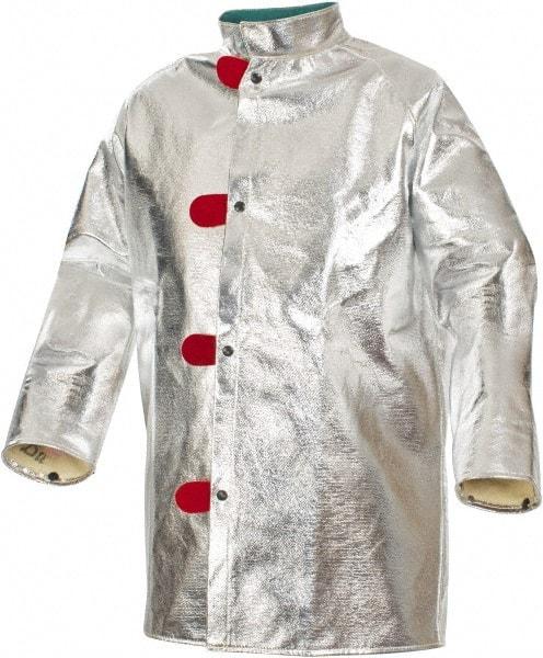 PRO-SAFE - Size XL Aluminized Jacket - Silver, Yellow, Black, Aluminized & Kevlar, Snaps Closure, 48 to 50" Chest - Caliber Tooling