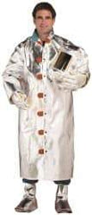 PRO-SAFE - Size M Aluminized Coat - Silver, Yellow, Black, Aluminized & Kevlar, Snaps Closure, 40 to 42" Chest - Caliber Tooling