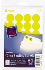 AVERY - 3/4" Wide x 3/4" Long, Yellow Paper Color Coding Labels - For Laser/Inkjet Printers - Caliber Tooling