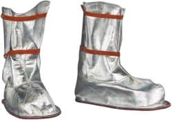 PRO-SAFE - Men's 9-12 Aluminized Overboots - 12" High, Plain Toe, Nonslip Sole, Aluminized Carbon Kevlar Upper, Silver - Caliber Tooling