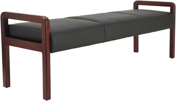 ALERA - Black & Mahogany Leather Reception Lounge - 65-3/4" Wide x 22.88" High - Caliber Tooling