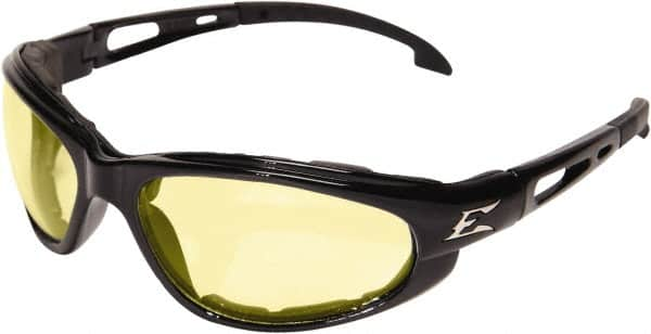 Edge Eyewear - Yellow Lenses, Framed Safety Glasses - Anti-Fog, Scratch Resistant, Black Nylon Frame, Size Universal, Wrap Around - Caliber Tooling