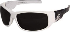 Edge Eyewear - Smoke Lenses, Framed Safety Glasses - Scratch Resistant, White Nylon Frame, Size Universal, Wrap Around - Caliber Tooling