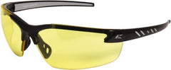 Edge Eyewear - Yellow Lenses, Frameless Safety Glasses - Anti-Fog, Scratch Resistant, Black Nylon Frame, Size Universal, Wrap Around - Caliber Tooling