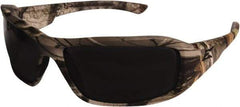 Edge Eyewear - Smoke Lenses, Framed Safety Glasses - Scratch Resistant, Camouflage Nylon Frame, Size Universal, Wrap Around - Caliber Tooling