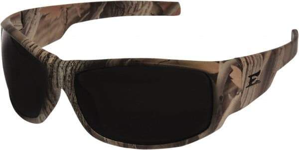 Edge Eyewear - Smoke Lenses, Framed Safety Glasses - Scratch Resistant, Camouflage Nylon Frame, Size Universal, Wrap Around - Caliber Tooling