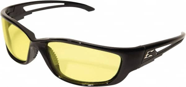 Edge Eyewear - Yellow Lenses, Framed Safety Glasses - Anti-Fog, Scratch Resistant, Black Nylon Frame, Size XL, Wrap Around - Caliber Tooling