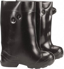 Winter Walking - Men's 14-15.5 Traction Overshoes - 15" High, Plain Toe, Nonslip Sole, PVC Upper, Black - Caliber Tooling