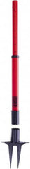 Banner Stakes - 22 to 42" High, 2-3/8" Pole Diam, Stanchion - 9" Base Diam, Removable Spike Nylon Base, Red Plastic Post, For Outdoor Use - Caliber Tooling