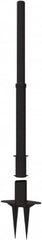 Banner Stakes - 22 to 42" High, 2-3/8" Pole Diam, Stanchion - 9" Base Diam, Removable Spike Nylon Base, Black Plastic Post, For Outdoor Use - Caliber Tooling