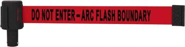 Banner Stakes - 6.61" High x 15' Long x 2-1/2" Wide Retractable Barrier Belt - Plastic & Polyester, Matte Finish, Red, Use with Banner Stakes Plus Stanchion, Banner Stakes Plus Base - Caliber Tooling